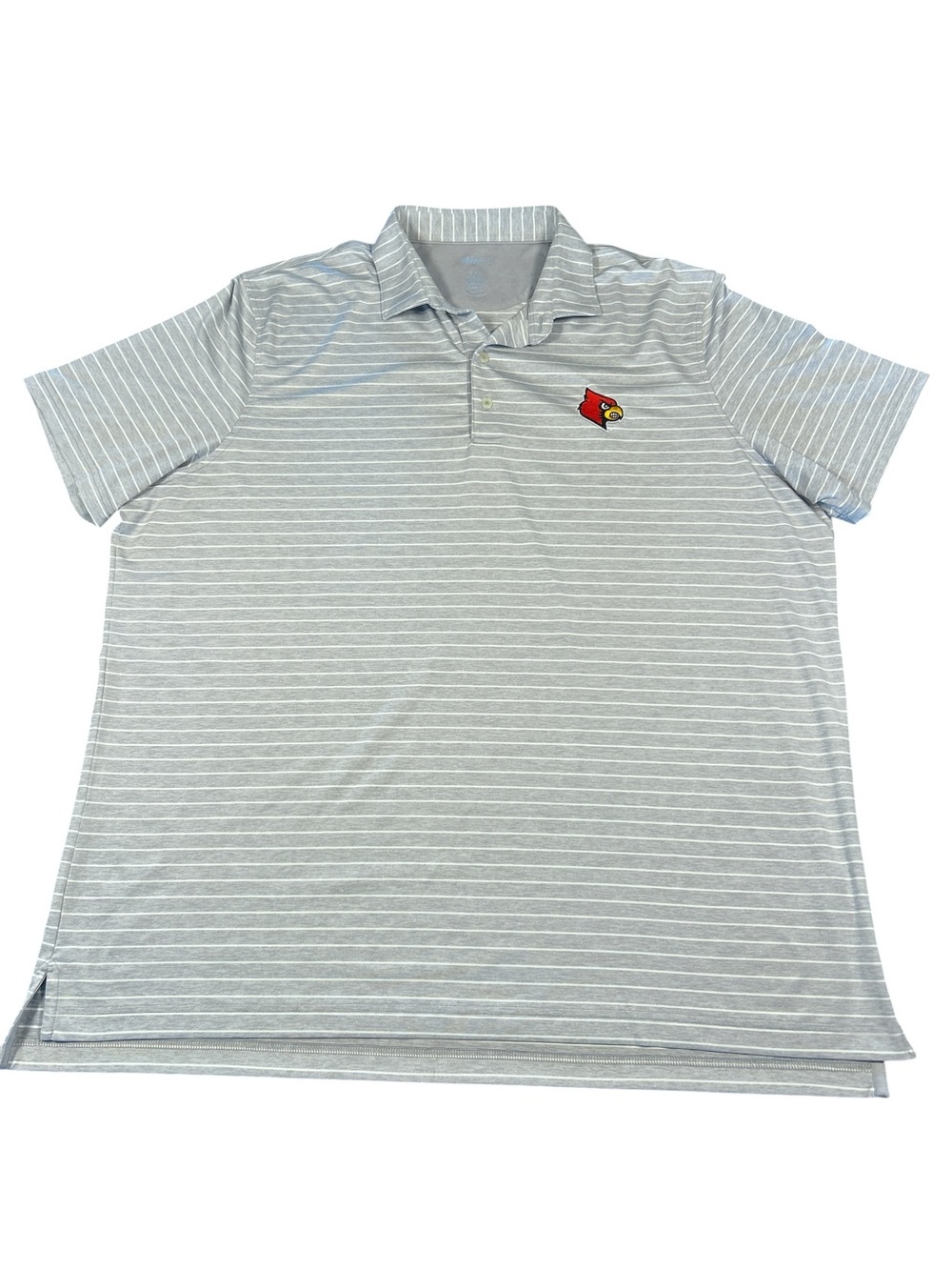 Johnnie-O Size XXL University of Louisville Gray and White Stripe Polo EUC